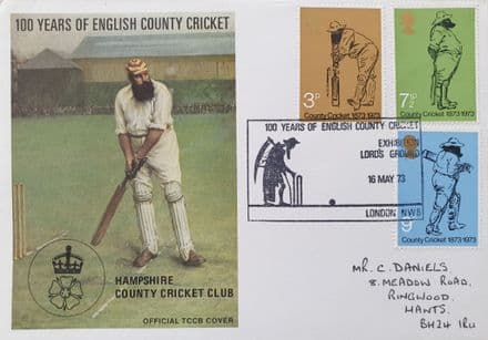 100 Years of English County Cricket FDC (1973) Hampshire