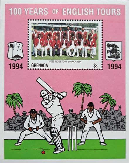 100 Years of English Tours (1994) Grenada Commemorative Stamp Sheet
