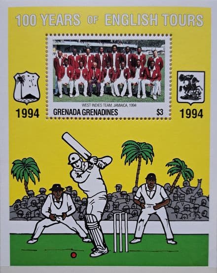 100 Years of English Tours (1994) Grenada Grenadines Commemorative Stamp Sheet