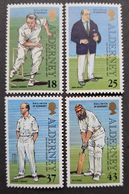 150 Years of Cricket - 4 Stamps (1997) Alderney