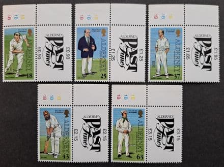 150 Years of Cricket - 5 Stamps (1997) Alderney