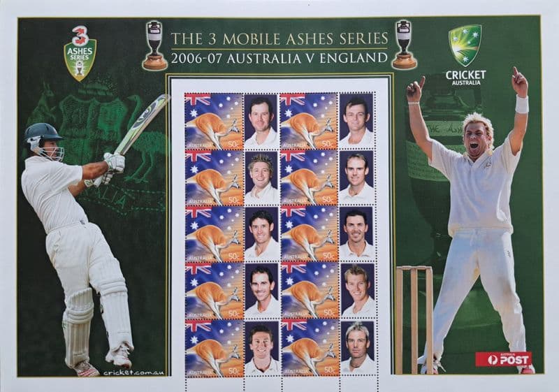 3 Mobile Ashes Series (2006-07) Celebration Stamp Set