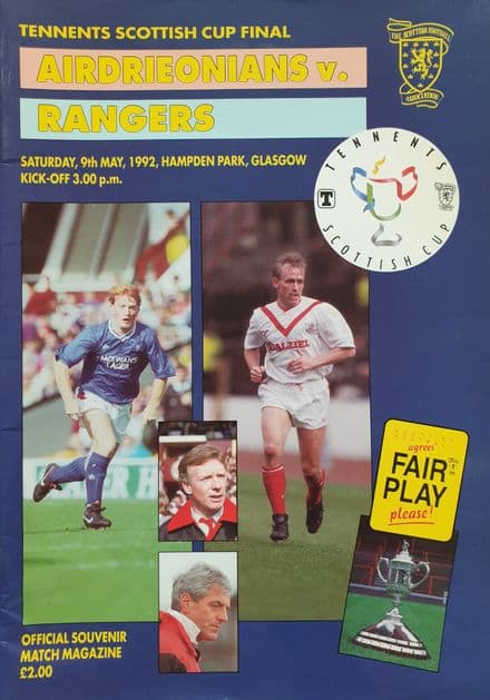Airdrieonians v Rangers, Scottish Cup F (1992, May 9th)
