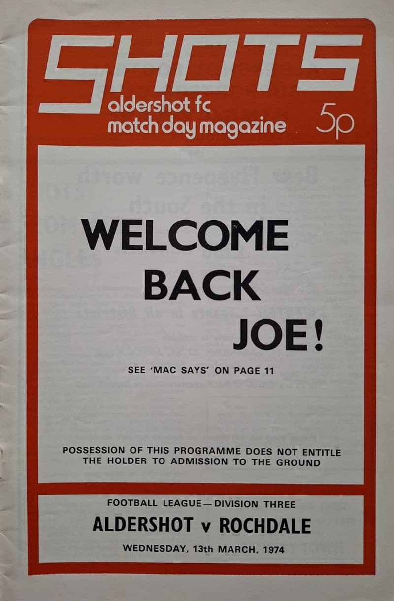 Aldershot v Rochdale, Div 4 (1974, Mar 13th)