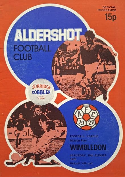 Aldershot v Wimbledon, Div 4 (1978, Aug 19th)
