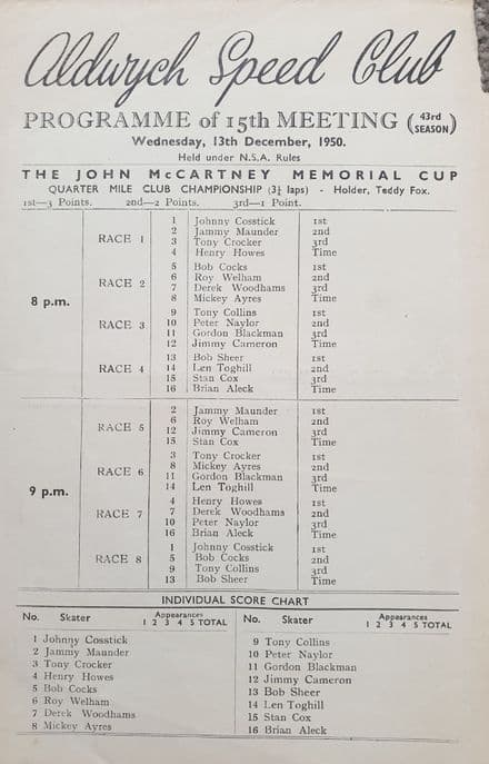 Aldwych Speed Club (1950, Dec 13th)