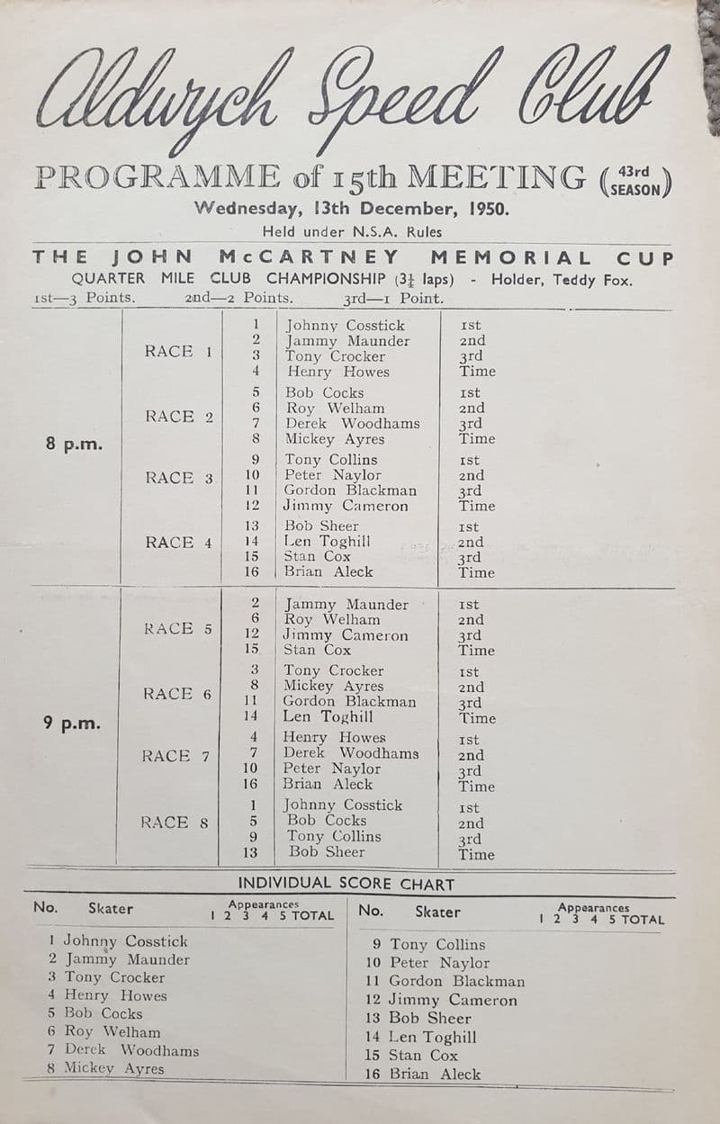 Aldwych Speed Club (1950, Dec 13th)