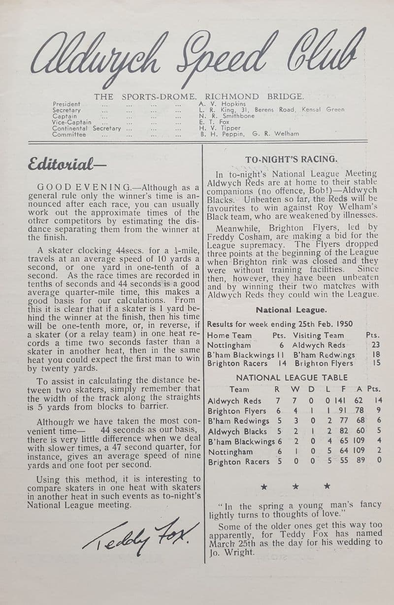 Aldwych Speed Club (1950, Mar 4th)