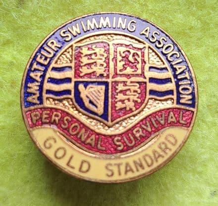 Amateur Swimming Association Personal Survival Gold Enamel Pin Badge
