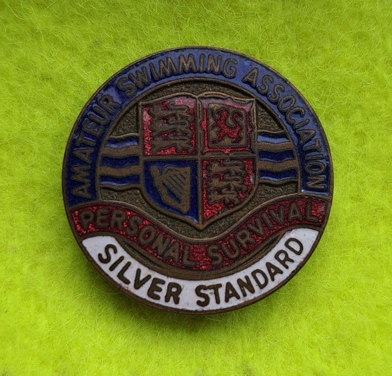 Amateur Swimming Association Personal Survival Silver Enamel Pin Badge