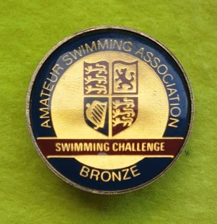 Amateur Swimming Association Swimming Challenge Bronze Enamel Pin Badge