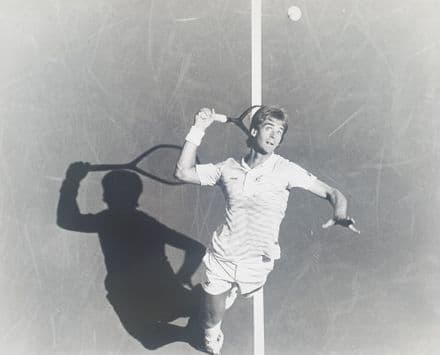 Anders Jarryd Press Photo (US Open, 1986) "..... and Hit!"