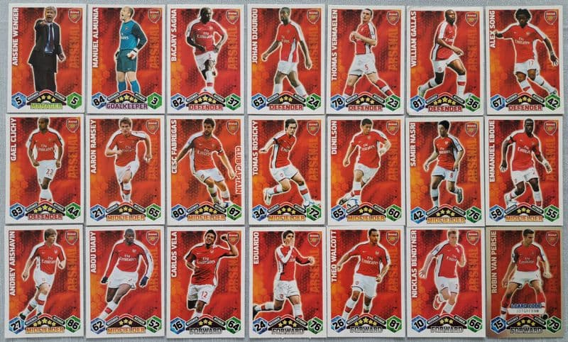 Arsenal, Match Attax Cards x 18 (2009-10)