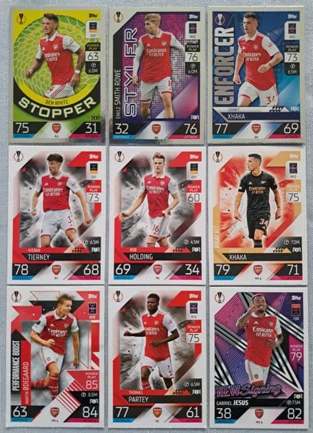 Arsenal, Match Attax Cards x 9 (2022-23)