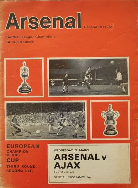 Arsenal v Ajax, European Cup (1972, Mar 22nd)