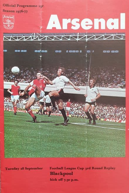 Arsenal v Blackpool, League Cup (1976, Sep 28th)