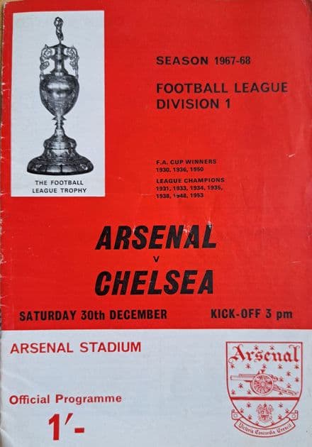 Arsenal v Chelsea, Div 1 (1967, Dec 30th)