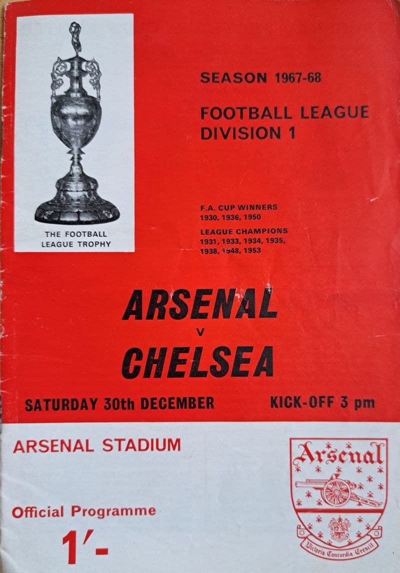 Arsenal v Chelsea, Div 1 (1967, Dec 30th)