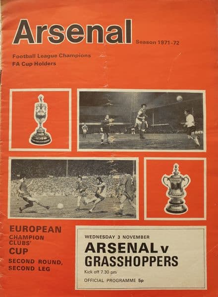 Arsenal v Grasshoppers, European Cup (1971, Nov 3rd)