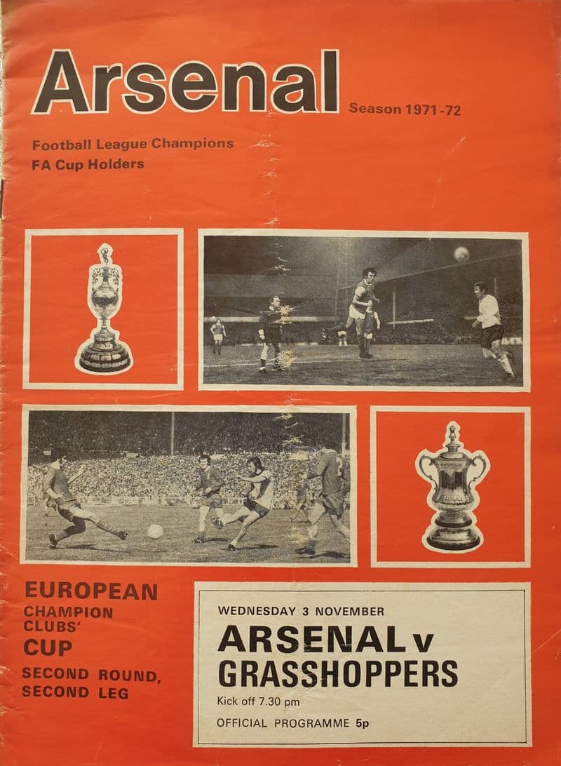 Arsenal v Grasshoppers, European Cup (1971, Nov 3rd)