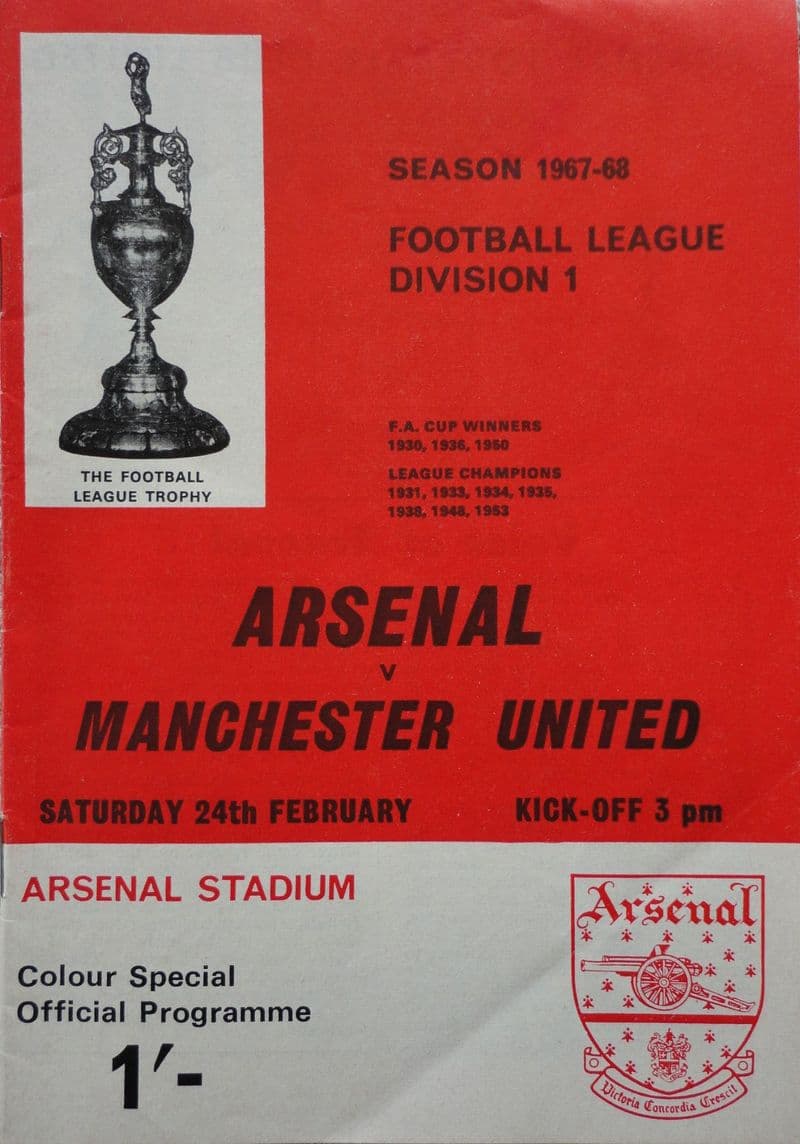 Arsenal v Manchester United, Div 1 (1968, Feb 24th)