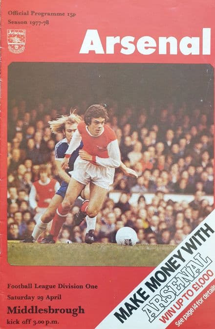 Arsenal v Middlesbrough, Div 1 (1978, Apr 29th)