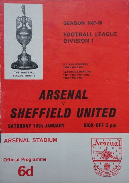 Arsenal v Sheffield United, Division 1 (1968, Jan 13th)