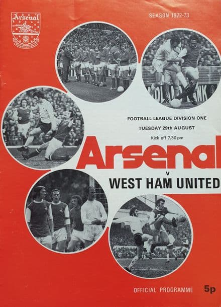 Arsenal v West Ham, Div 1 (1972, Aug 29th)