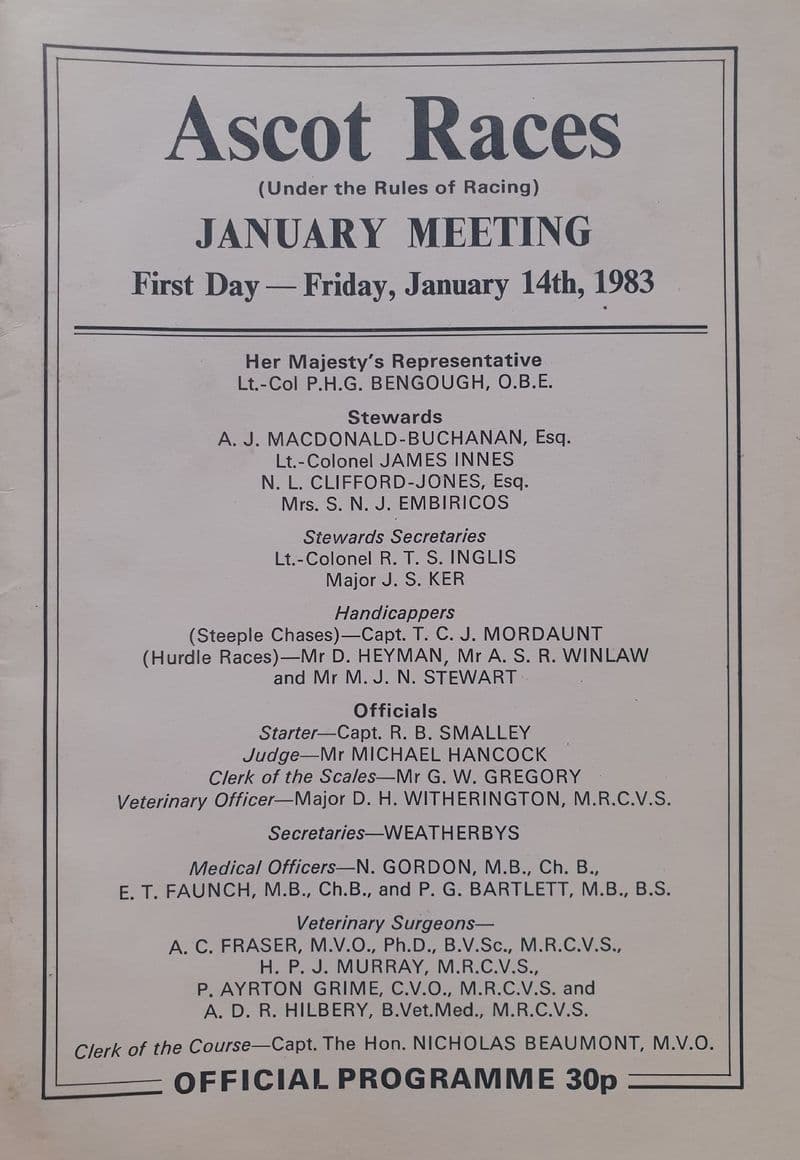 Ascot Races (1983, Jan 14th)
