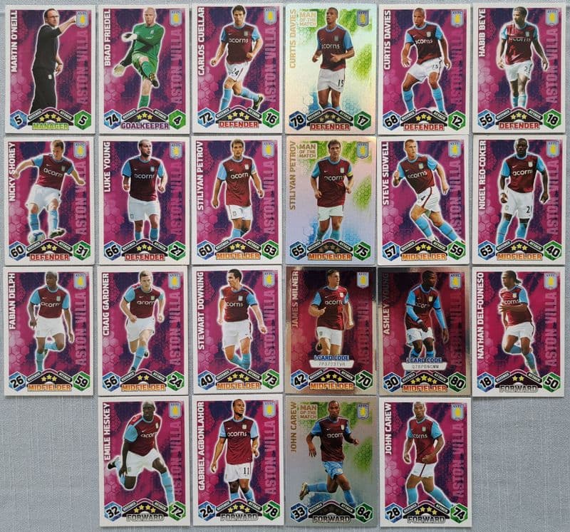 Aston Villa, Match Attax Cards x 5 (2009-10)