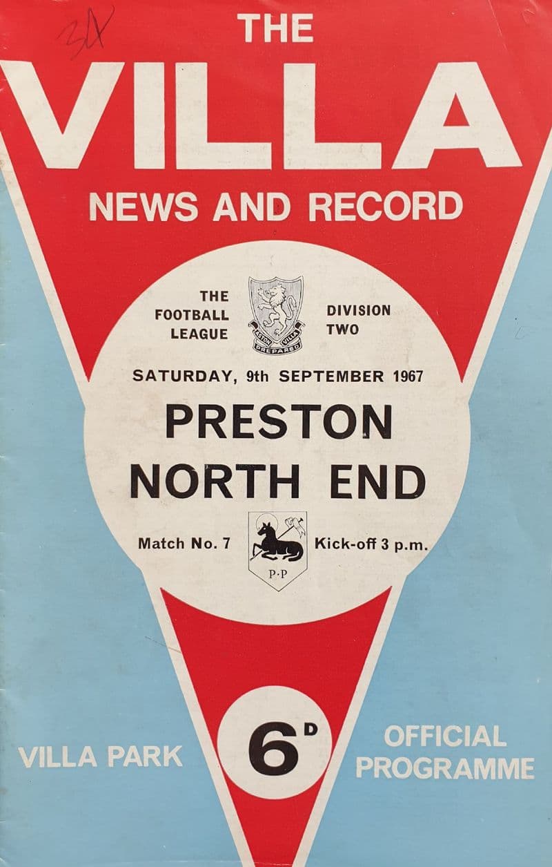 Aston Villa v Preston, Div 2 (1967, Sep 9th) & FLR