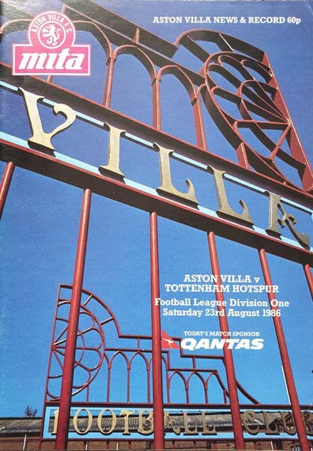 Aston Villa v Tottenham, Div 1 (1986, Aug 23rd)