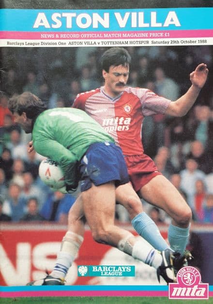 Aston Villa v Tottenham, Div 1 (1988, Oct 29th)