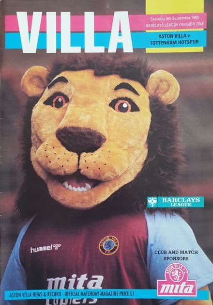 Aston Villa v Tottenham, Div 1 (1989, Sep 9th)