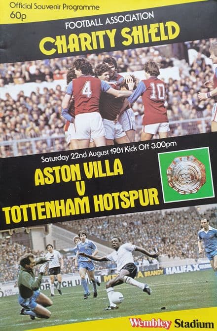 Aston Villa v Tottenham Hotspur, Charity Shield (1981, Aug 22nd) V Good Condition