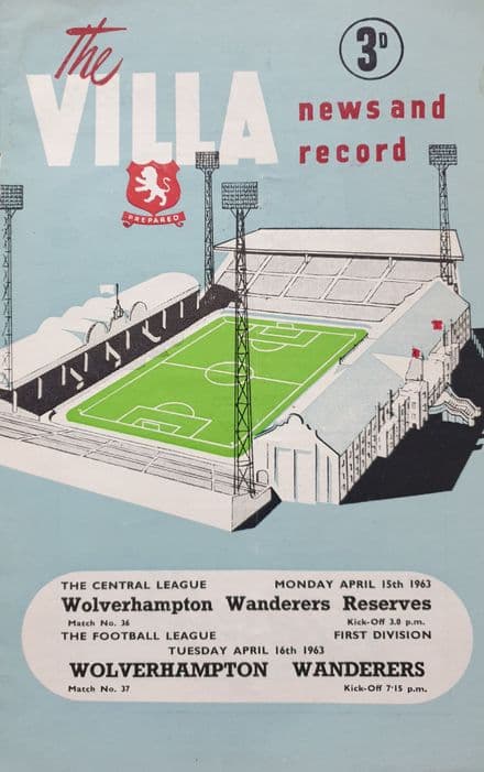 Aston Villa v Wolves, Div 1 (1963, Apr 16th) & Wolves Res
