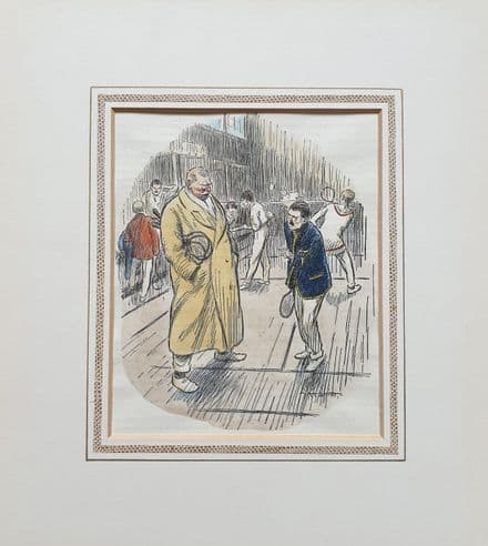AT Smith Coloured Badminton Cartoon (Punch, 1900s)