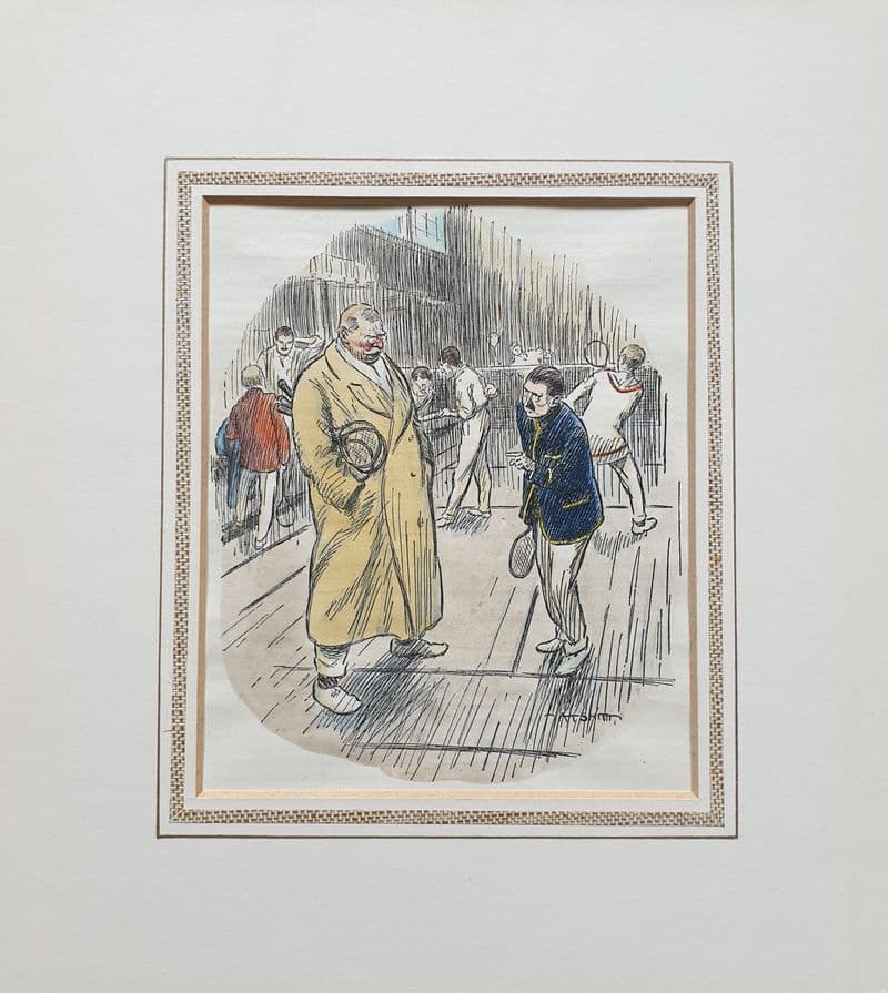AT Smith Coloured Badminton Cartoon (Punch, 1900s)