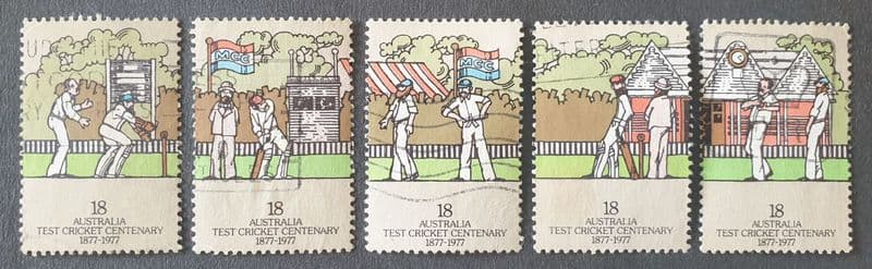 Australia Test Cricket Centenary - 5 Stamps (1977)