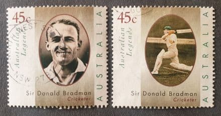 Australian Legends, Sir Don Bradman - 2 Stamps (1997)