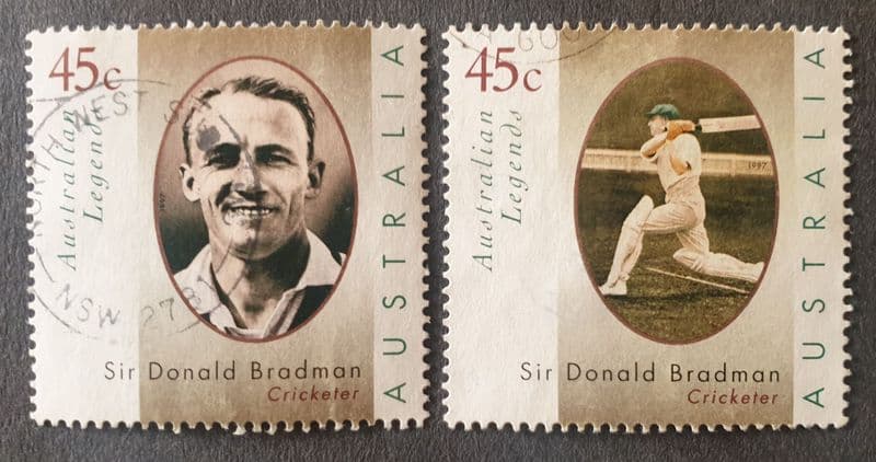 Australian Legends, Sir Don Bradman - 2 Stamps (1997)