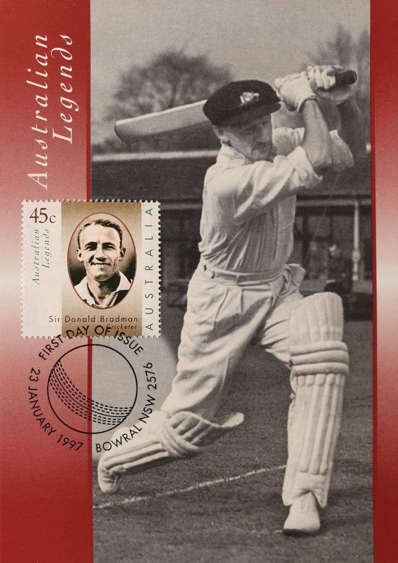 Australian Legends Sir Don Bradman Postcard (1997)