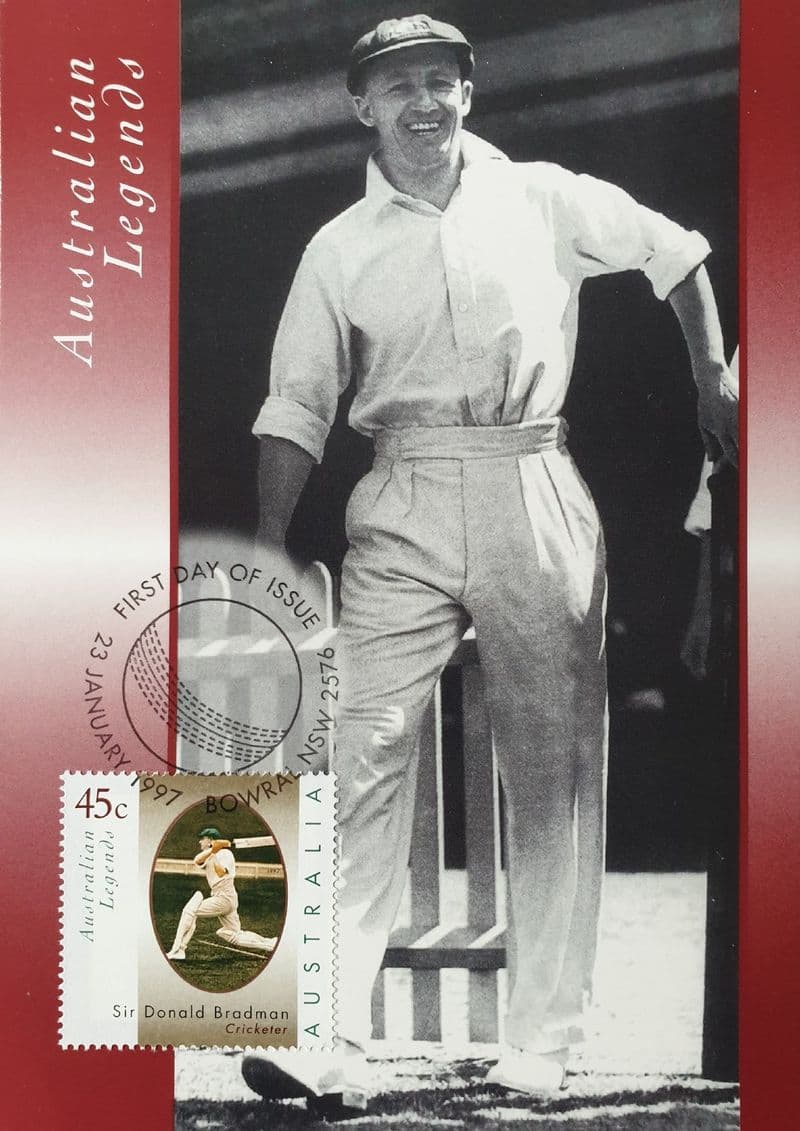 Australian Legends Sir Don Bradman Postcard (1997)