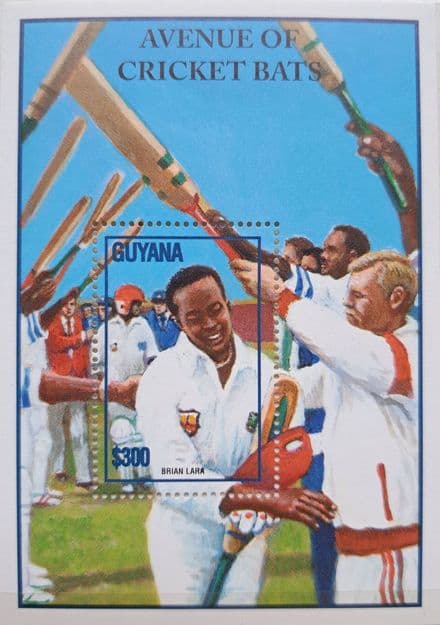 Avenue of Cricket Bats Guyana Commemorative Stamp Sheet