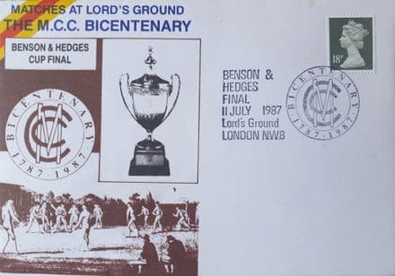 B&H Cup F (1987, Jul 11th) MCC Bicentenary FDC