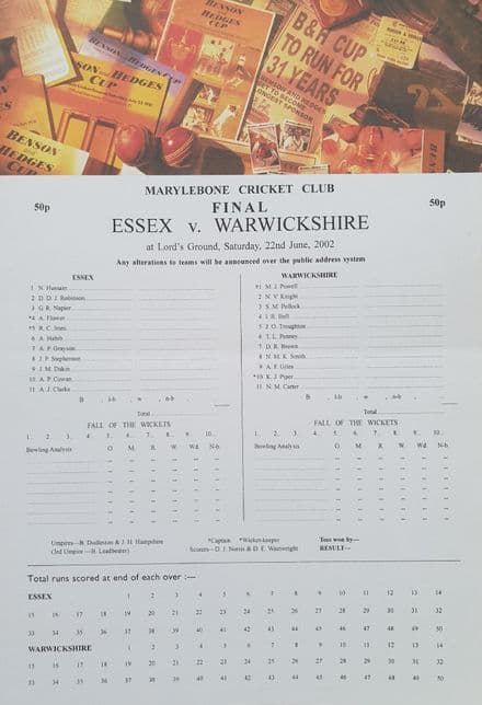 B&H Cup Final (2002, Jun 22nd) & Scorecard