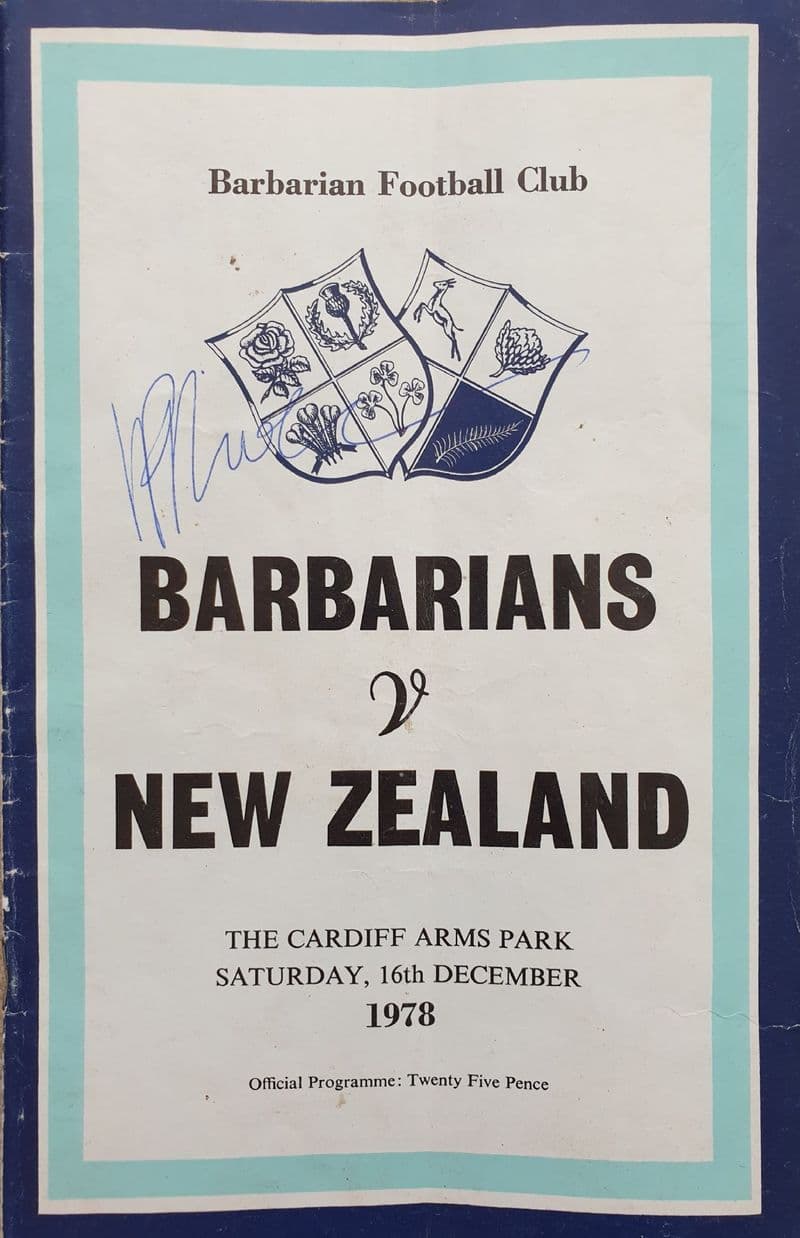 Barbarians v New Zealand (1978, Dec 16th) SIGNED COPY