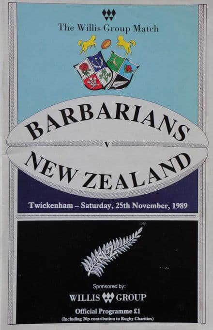 Barbarians v New Zealand (1989, Nov 25th)