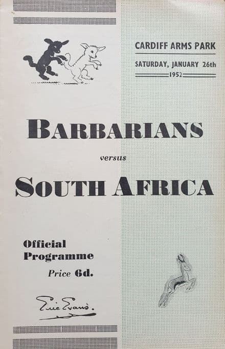 Barbarians v South Africa (1952, Jan 26th) Very Good