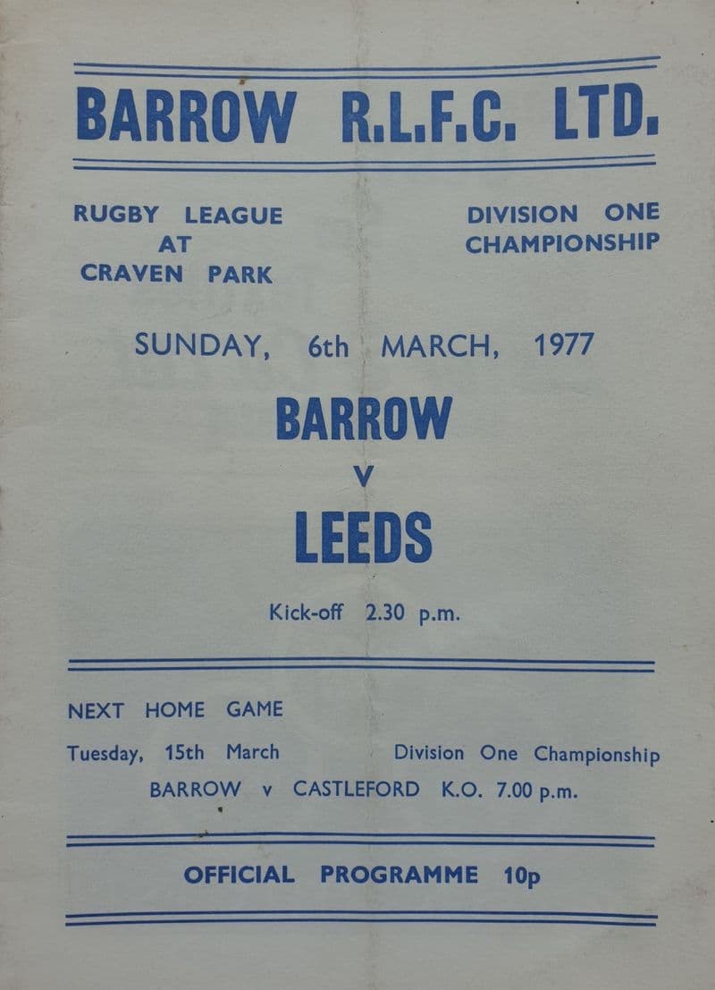 Barrow v Leeds (1977, Mar 6th)